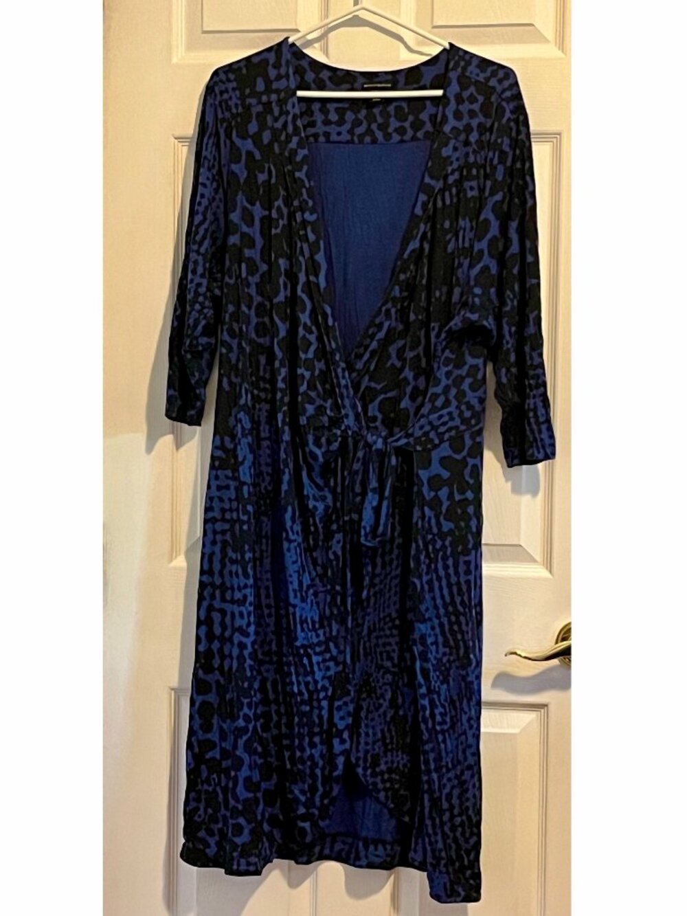 Blue leopard print wrap dress